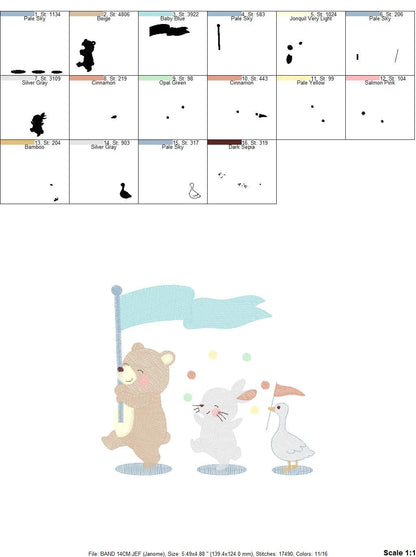 Circus Animals embroidery designs - Animal Band embroidery design machine embroidery pattern - Bear embroidery file - Rabbit embroidery Duck Marcia Embroidery