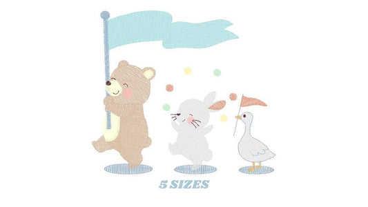 Circus Animals embroidery designs - Animal Band embroidery design machine embroidery pattern - Bear embroidery file - Rabbit embroidery Duck Marcia Embroidery