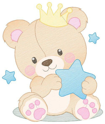 Bear embroidery designs - Bear with crown embroidery design machine embroidery pattern - Teddy bear embroidery file baby kid newborn nursey Marcia Embroidery