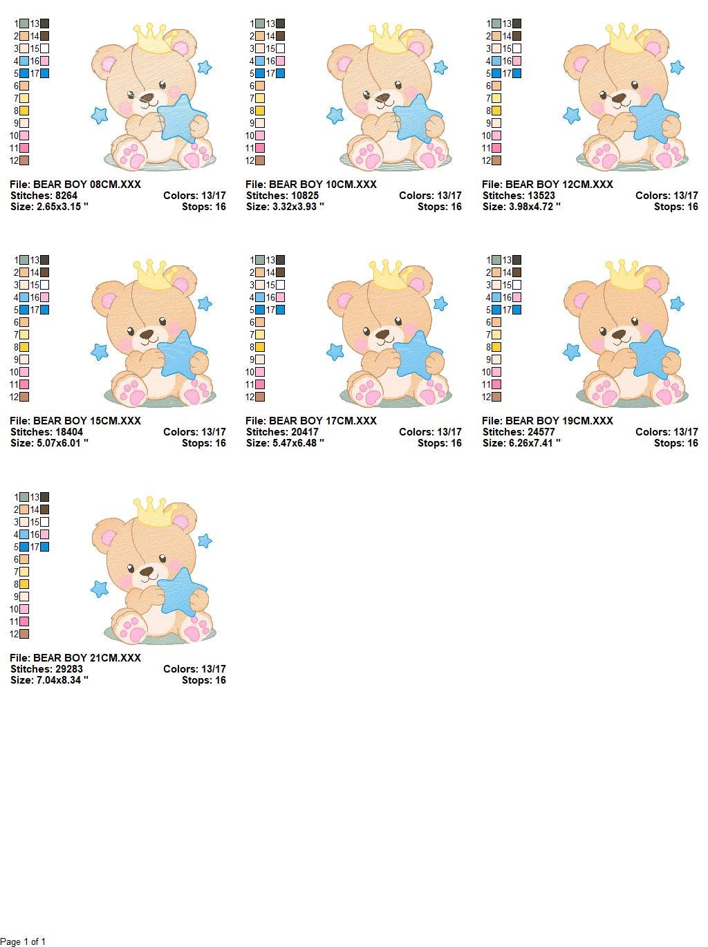 Bear embroidery designs - Bear with crown embroidery design machine embroidery pattern - Teddy bear embroidery file baby kid newborn nursey Marcia Embroidery