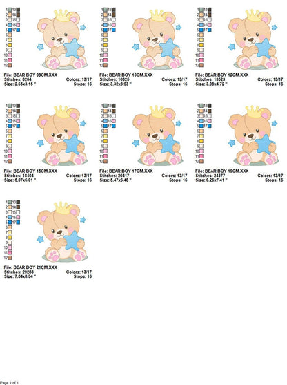 Bear embroidery designs - Bear with crown embroidery design machine embroidery pattern - Teddy bear embroidery file baby kid newborn nursey Marcia Embroidery