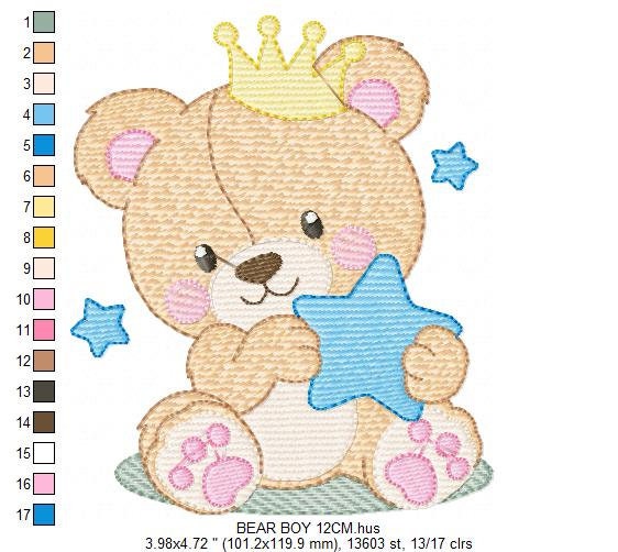 Bear embroidery designs - Bear with crown embroidery design machine embroidery pattern - Teddy bear embroidery file baby kid newborn nursey Marcia Embroidery