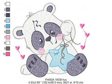 Charger l&#39;image dans la galerie, Panda embroidery design - Animal embroidery designs machine embroidery pattern - Baby boy embroidery file - Panda with star instant download
