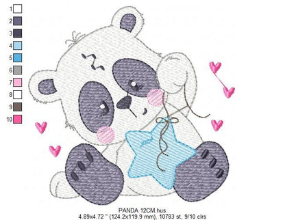 Panda embroidery design - Animal embroidery designs machine embroidery pattern - Baby boy embroidery file - Panda with star instant download