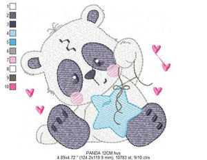 Panda embroidery design - Animal embroidery designs machine embroidery pattern - Baby boy embroidery file - Panda with star instant download