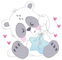 Carica l&#39;immagine nel visualizzatore di Gallery, Panda embroidery design - Animal embroidery designs machine embroidery pattern - Baby boy embroidery file - Panda with star instant download
