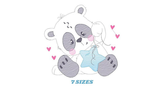Panda embroidery design - Animal embroidery designs machine embroidery pattern - Baby boy embroidery file - Panda with star instant download - Marcia Embroidery