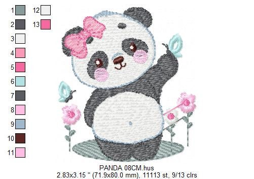 Panda embroidery design - Animal embroidery designs machine embroidery pattern - Baby girl embroidery file - Panda with butterfly download Marcia Embroidery