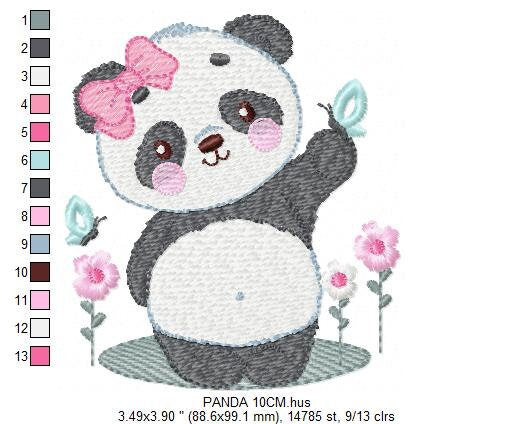 Panda embroidery design - Animal embroidery designs machine embroidery pattern - Baby girl embroidery file - Panda with butterfly download Marcia Embroidery