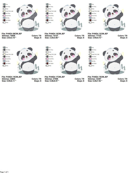Panda embroidery design - Animal Panda Bear machine embroidery pattern - Baby boy file - Panda with butterflies - Instant download pes jef