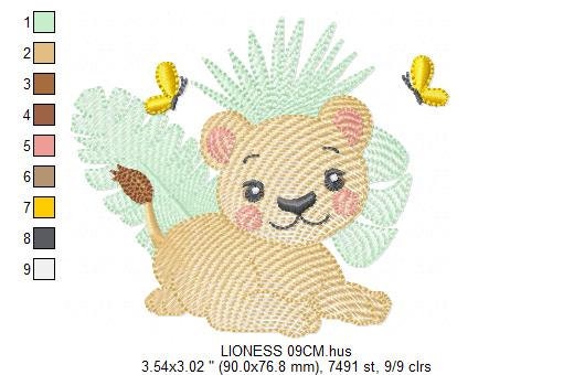 Lioness embroidery designs - Safari embroidery design machine embroidery pattern - Baby girl embroidery file - Lion embroidery download pes Marcia Embroidery