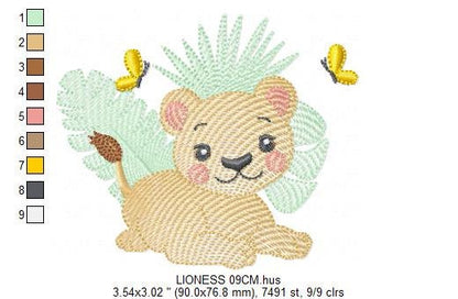 Lioness embroidery designs - Safari embroidery design machine embroidery pattern - Baby girl embroidery file - Lion embroidery download pes Marcia Embroidery