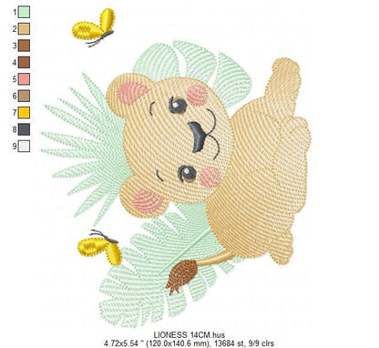 Lioness embroidery designs - Safari embroidery design machine embroidery pattern - Baby girl embroidery file - Lion embroidery download pes Marcia Embroidery