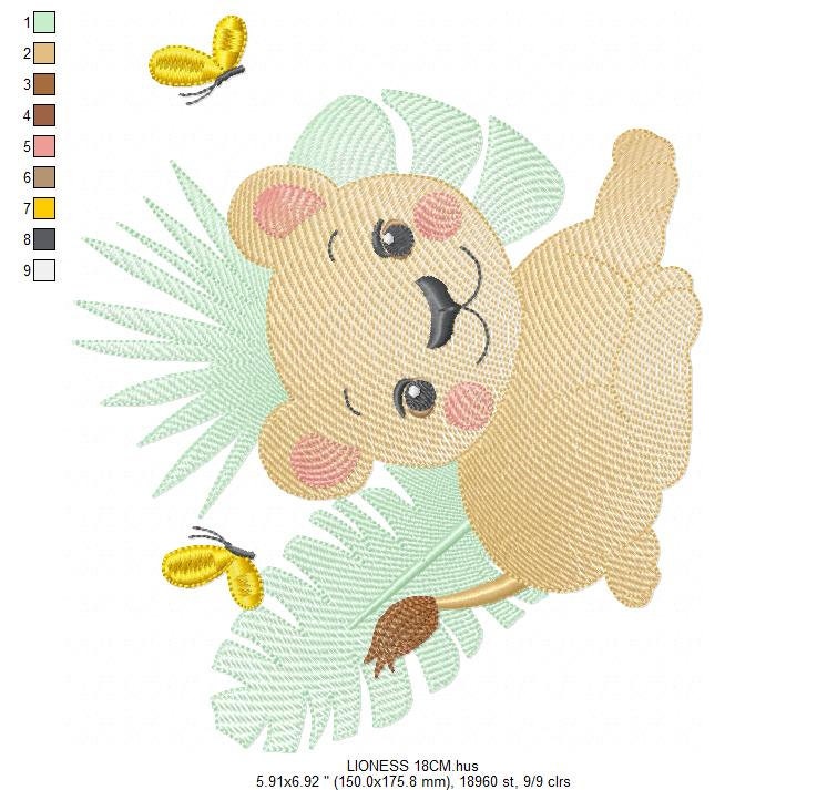 Lioness embroidery designs - Safari embroidery design machine embroidery pattern - Baby girl embroidery file - Lion embroidery download pes Marcia Embroidery