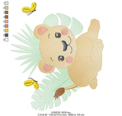 Lioness embroidery designs - Safari embroidery design machine embroidery pattern - Baby girl embroidery file - Lion embroidery download pes Marcia Embroidery