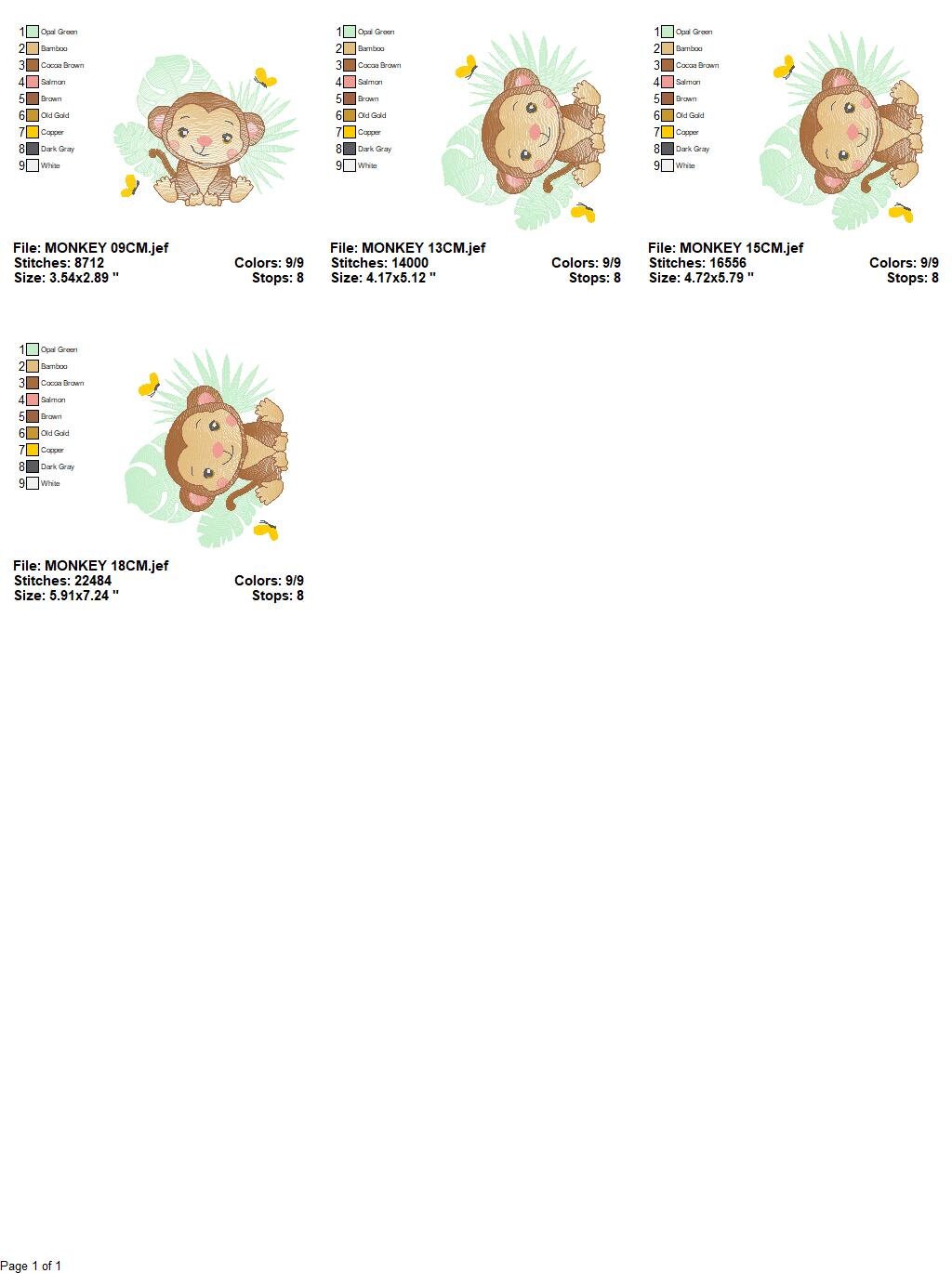 Safari embroidery designs - Monkey embroidery design machine embroidery pattern - Animal embroidery file - Baby boy embroidery download pes Marcia Embroidery