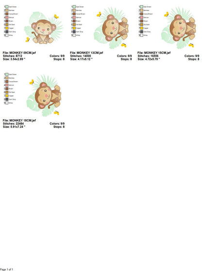 Safari embroidery designs - Monkey embroidery design machine embroidery pattern - Animal embroidery file - Baby boy embroidery download pes Marcia Embroidery