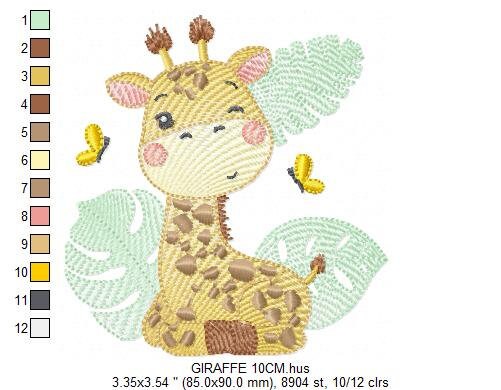 Giraffe embroidery design - Animal embroidery designs machine embroidery pattern - Baby girl embroidery file - Giraffe with butterflies Marcia Embroidery