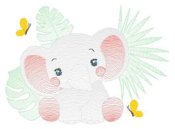 Elephant embroidery designs - Elephant and leaves embroidery design machine embroidery pattern - Safari Animal embroidery - instant download