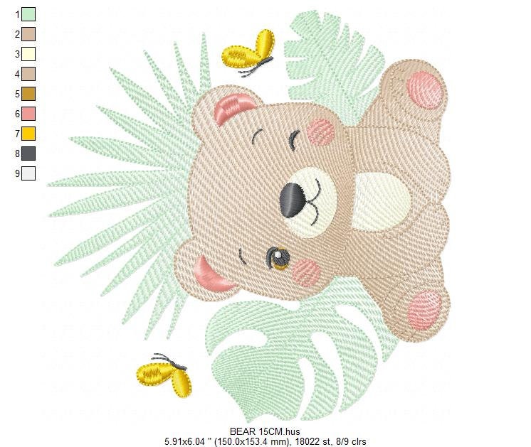 Teddy Bear embroidery designs - Baby girl embroidery design machine embroidery pattern - Bear with butterfly embroidery file - digital file - Marcia Embroidery