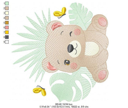 Teddy Bear embroidery designs - Baby girl embroidery design machine embroidery pattern - Bear with butterfly embroidery file - digital file - Marcia Embroidery