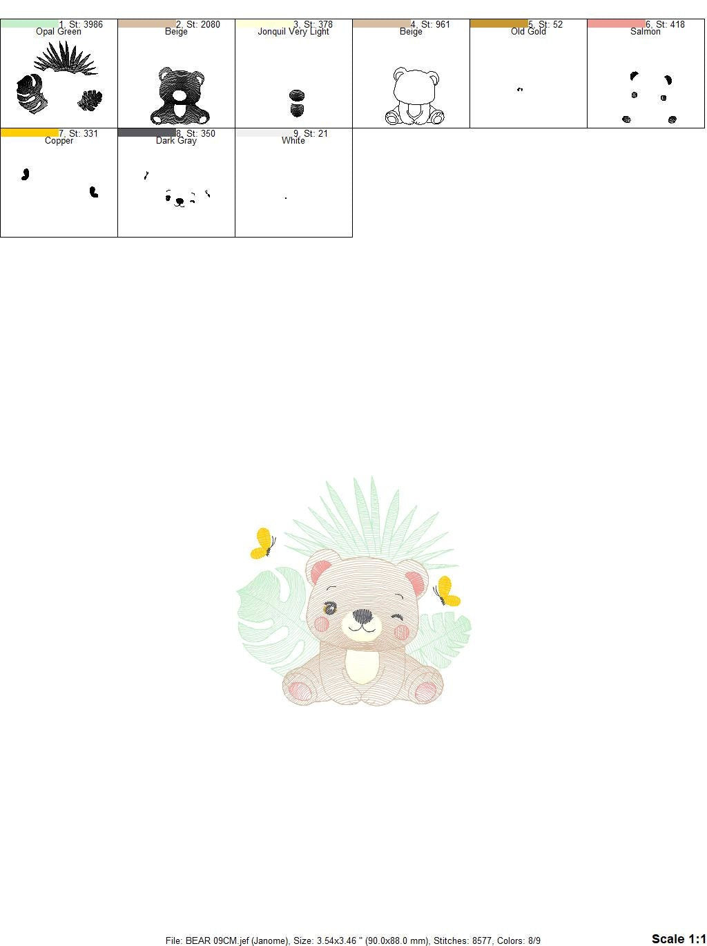 Teddy Bear embroidery designs - Baby girl embroidery design machine embroidery pattern - Bear with butterfly embroidery file - digital file - Marcia Embroidery