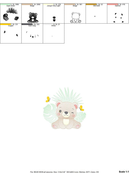 Teddy Bear embroidery designs - Baby girl embroidery design machine embroidery pattern - Bear with butterfly embroidery file - digital file - Marcia Embroidery
