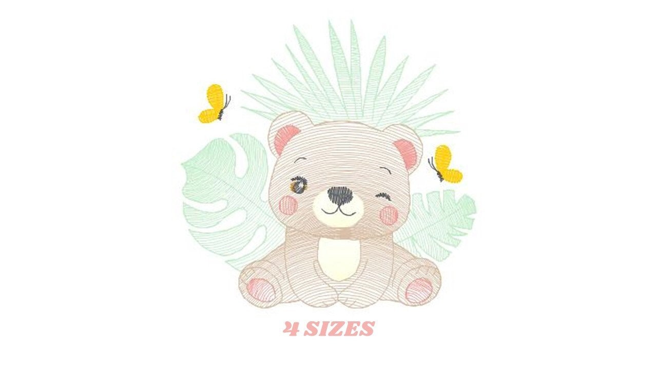 Teddy Bear embroidery designs - Baby girl embroidery design machine embroidery pattern - Bear with butterfly embroidery file - digital file - Marcia Embroidery