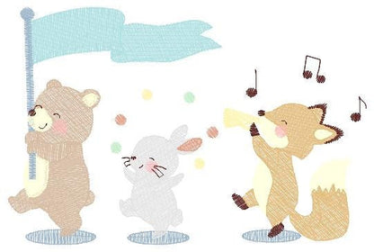 Animals embroidery designs - Band embroidery design machine embroidery pattern - Bear embroidery file - Fox embroidery - Bunny Rabbit design Marcia Embroidery