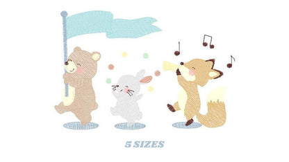 Animals embroidery designs - Band embroidery design machine embroidery pattern - Bear embroidery file - Fox embroidery - Bunny Rabbit design Marcia Embroidery