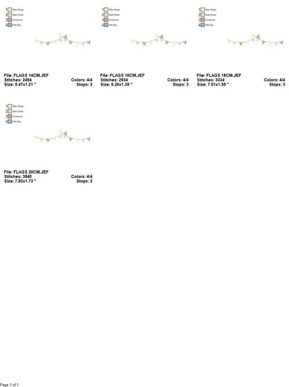 Flags embroidery designs - Circus Banners embroidery design machine embroidery pattern - Flags Decoration embroidery file - instant download