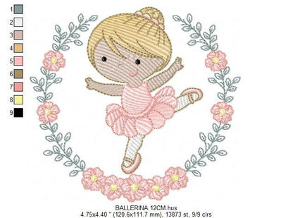 Ballerina embroidery designs - Ballet embroidery design machine embroidery pattern - baby girl embroidery file dancer - instant download