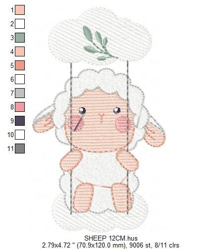 Sheep in swing embroidery design - Lamb embroidery designs machine embroidery pattern - Baby boy embroidery file - Animal quilt embroidery Marcia Embroidery