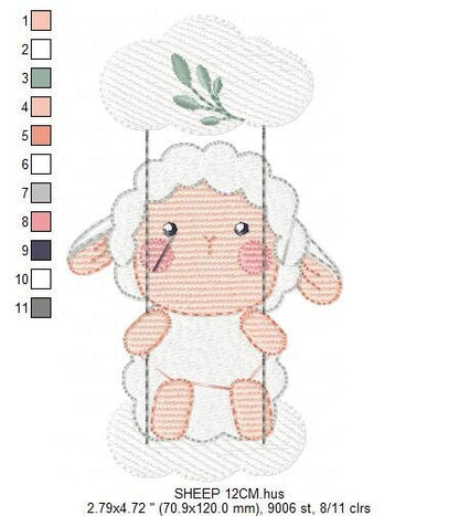 Sheep in swing embroidery design - Lamb embroidery designs machine embroidery pattern - Baby boy embroidery file - Animal quilt embroidery Marcia Embroidery