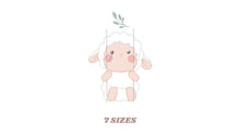 Load image into Gallery viewer, Sheep in swing embroidery design - Lamb embroidery designs machine embroidery pattern - Baby boy embroidery file - Animal quilt embroidery
