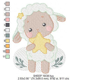 Sheep embroidery design - Lamb embroidery designs machine embroidery pattern - Baby boy embroidery file - Animal quilt embroidery download