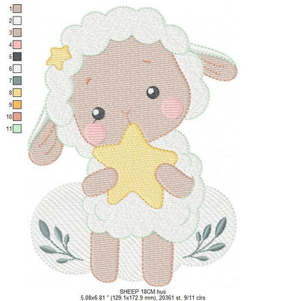 Sheep embroidery design - Lamb embroidery designs machine embroidery pattern - Baby boy embroidery file - Animal quilt embroidery download Marcia Embroidery