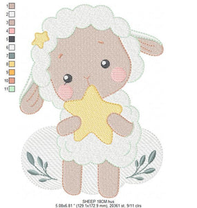 Sheep embroidery design - Lamb embroidery designs machine embroidery pattern - Baby boy embroidery file - Animal quilt embroidery download