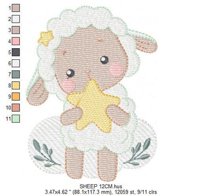Sheep embroidery design - Lamb embroidery designs machine embroidery pattern - Baby boy embroidery file - Animal quilt embroidery download Marcia Embroidery