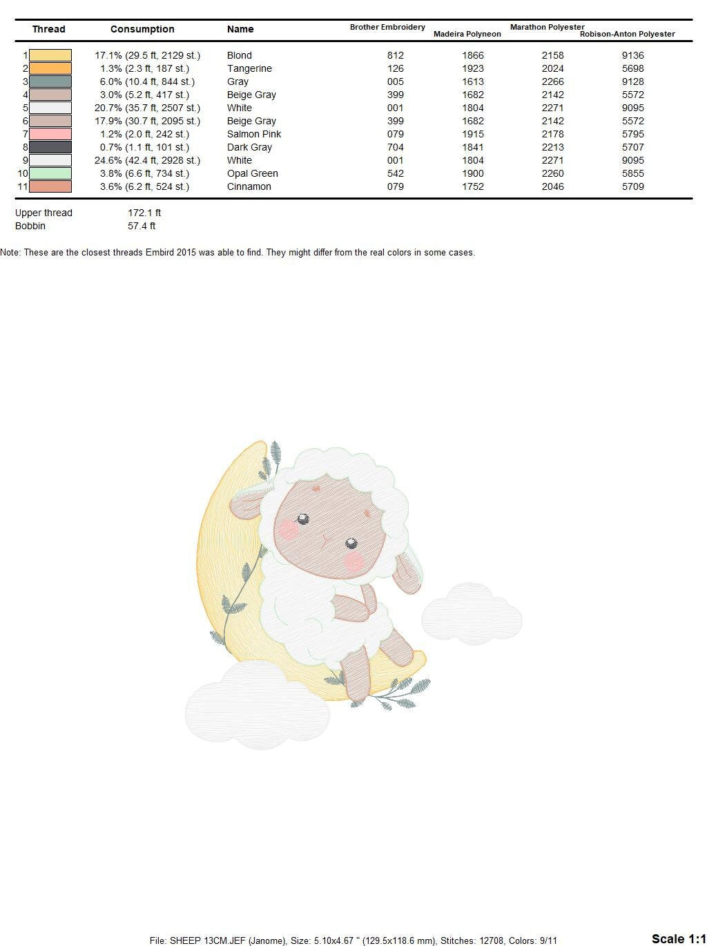 Sheep embroidery design - Lamb embroidery designs machine embroidery pattern - Moon embroidery file - Baby newborn sleep embroidery download - Marcia Embroidery