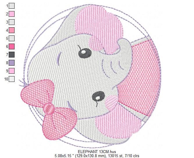 Elephant embroidery designs - Animal embroidery design machine embroidery pattern - Baby girl embroidery file - kid embroidery Towel pillow Marcia Embroidery