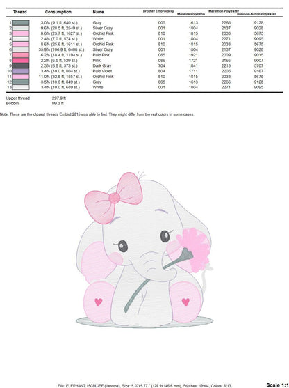 Elephant embroidery designs - Animal embroidery design machine embroidery pattern - Baby girl embroidery file - kid embroidery Towel pillow Marcia Embroidery