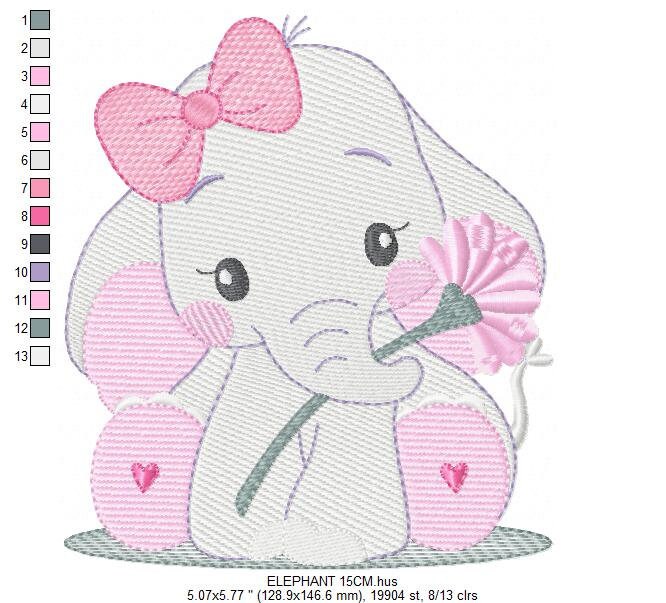 Elephant embroidery designs - Animal embroidery design machine embroidery pattern - Baby girl embroidery file - kid embroidery Towel pillow Marcia Embroidery