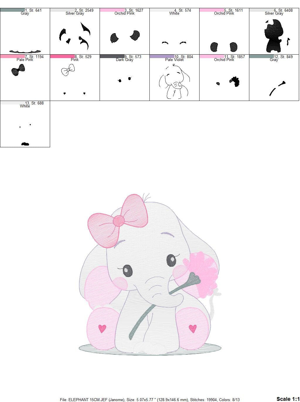Elephant embroidery designs - Animal embroidery design machine embroidery pattern - Baby girl embroidery file - kid embroidery Towel pillow Marcia Embroidery