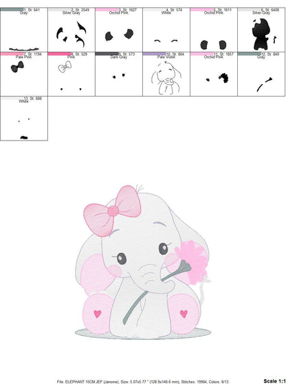 Elephant embroidery designs - Animal embroidery design machine embroidery pattern - Baby girl embroidery file - kid embroidery Towel pillow Marcia Embroidery