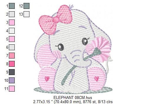 Elephant embroidery designs - Animal embroidery design machine embroidery pattern - Baby girl embroidery file - kid embroidery Towel pillow Marcia Embroidery
