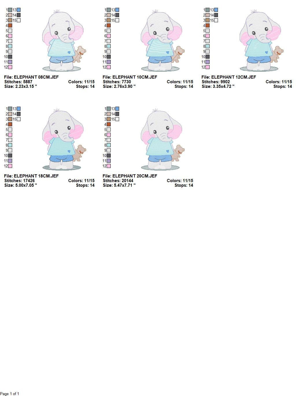 Elephant embroidery designs - Animal embroidery design machine embroidery pattern - Baby boy embroidery file - girl kid embroidery download