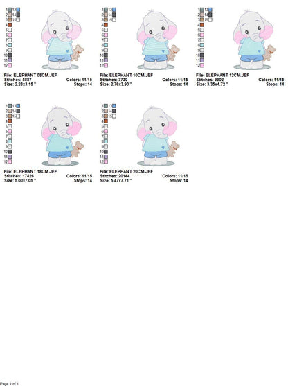 Elephant embroidery designs - Animal embroidery design machine embroidery pattern - Baby boy embroidery file - girl kid embroidery download