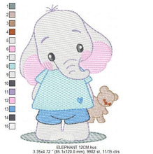 Load image into Gallery viewer, Elephant embroidery designs - Animal embroidery design machine embroidery pattern - Baby boy embroidery file - girl kid embroidery download
