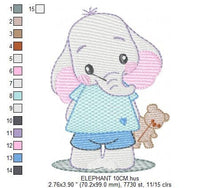 Load image into Gallery viewer, Elephant embroidery designs - Animal embroidery design machine embroidery pattern - Baby boy embroidery file - girl kid embroidery download
